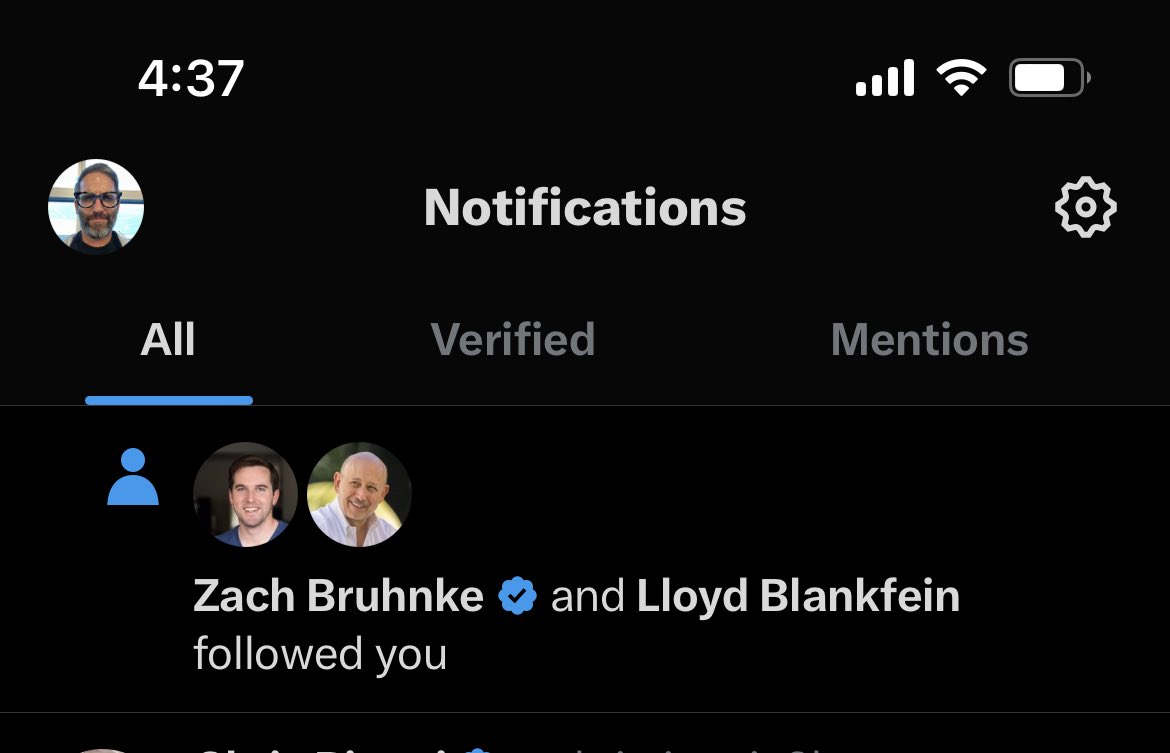 What follow should I be more flattered by? @zbruhnke or @lloydblankfein