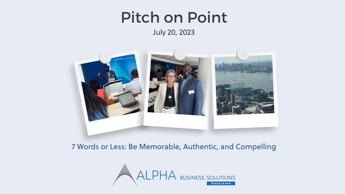 Pitching is an art and pitching on point is one of its artforms. Alpha Business Solutions, AMC Networks, NYNJMSDC, Wells Fargo, NY Life and DDB have collaborated on this ongoing workshop series to teach MBEs how to pitch in a precise, succinct and effective way. 
#PitchonPoint