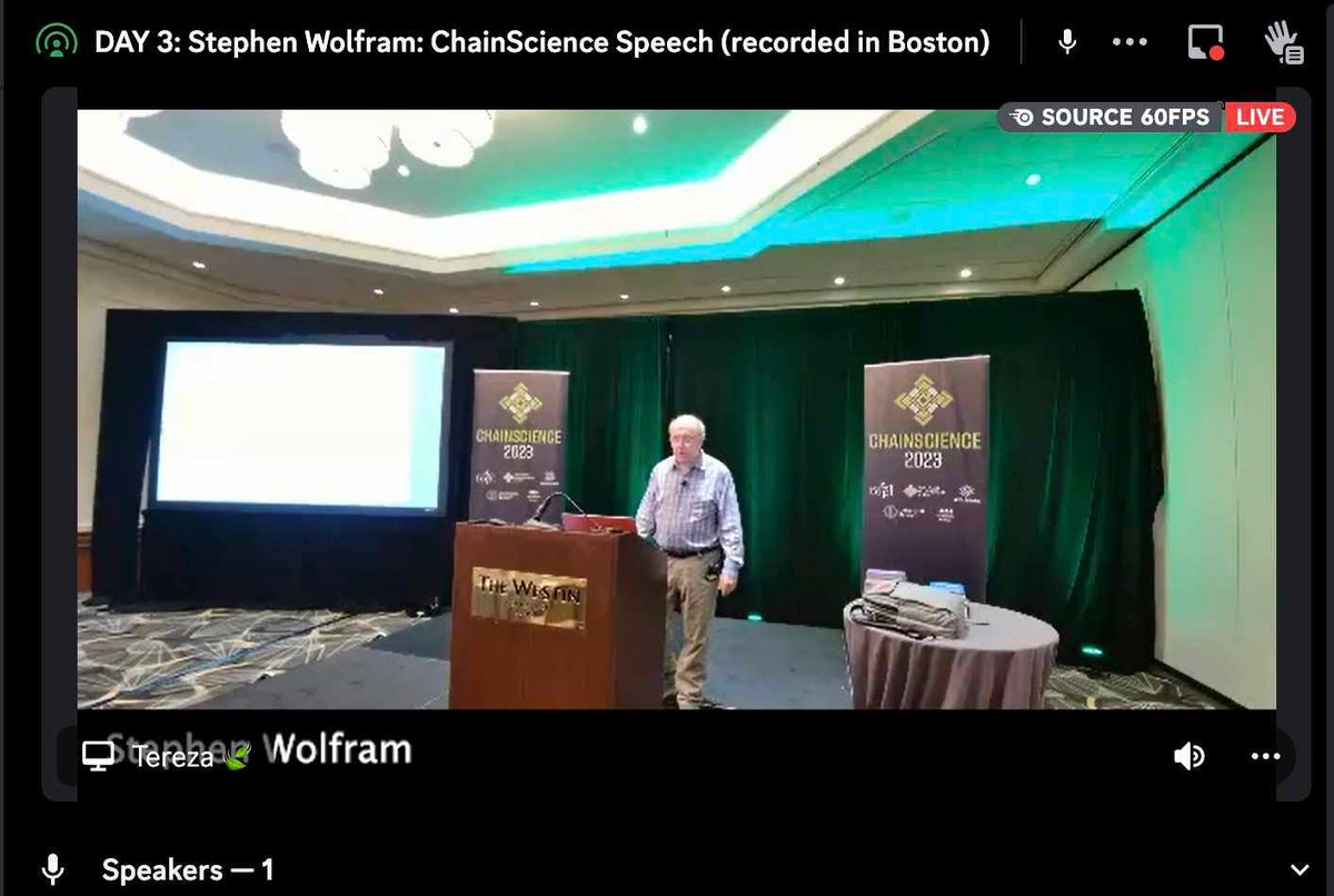 topl_protocol's tweet photo. Happening NOW! We're wrapping up Virtual #ChainScience with a keynote given by @stephen_wolfram at the in-person event in Boston. 🔭⚛️ @WolframResearch 

Join us now: https://t.co/uqWKEQw61C https://t.co/89qxU9UD7U