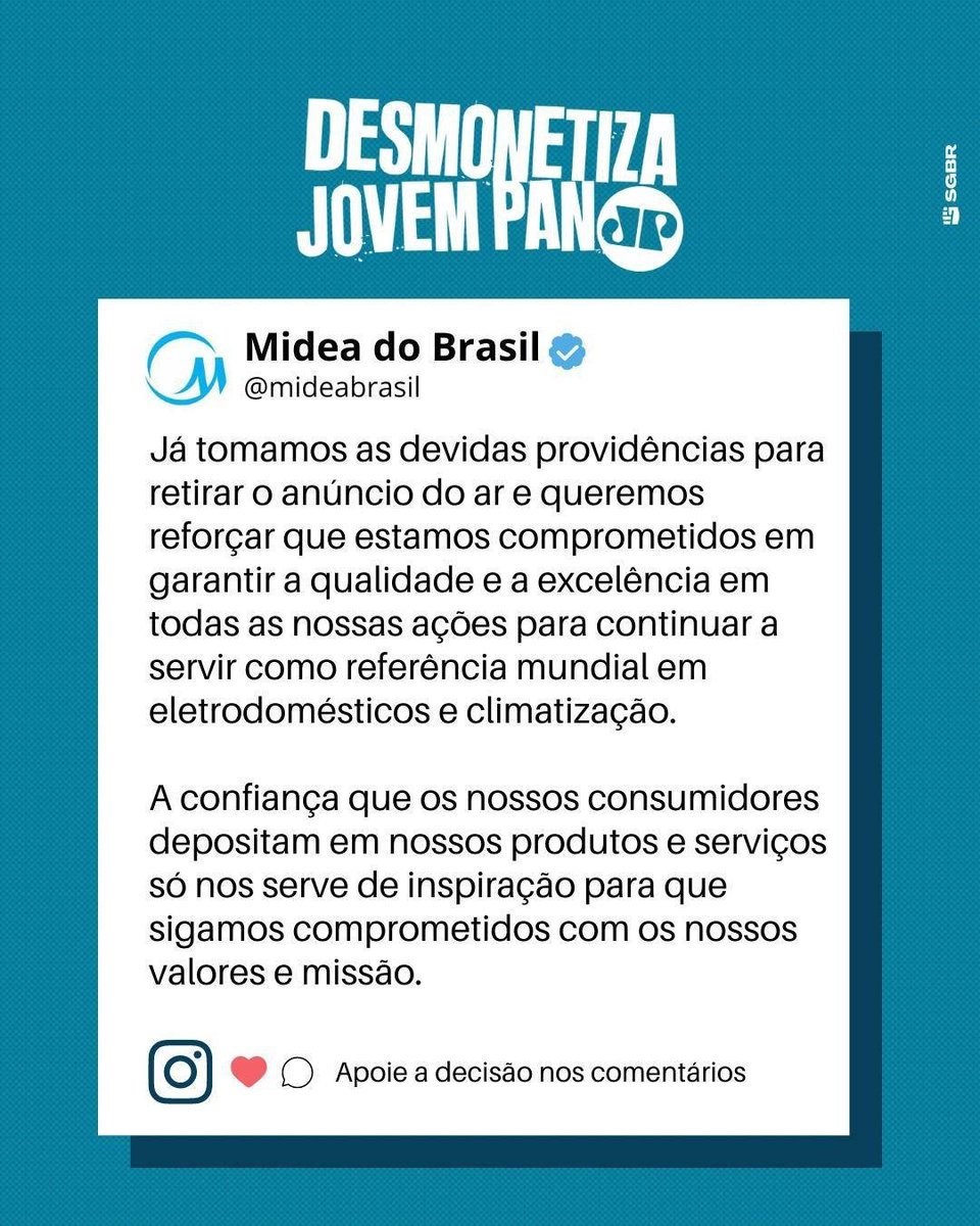 slpng_giants_pt's tweet photo. 🥳 Temos mais 4 empresas que deixaram de anunciar no site ou na rádio da Jovem Pan.

Vamos dar os parabéns para: @PedigreeBR (101), @CCAAOficial (102), @UNIFENASBR (103) e @MideaBrasil (104)

Bora comemorar com #DesmonetizaJovemPan e agradecer às empresas pela ótima decisão!! https://t.co/3tI2i9uE5k