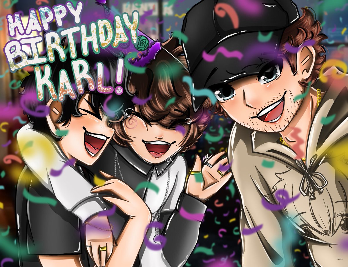 CatPower_2's tweet photo. HAPPY (belated) BIRTHDAY! @KarlJacobs_ 
💜💚💜🎉🎂
#karljacobs #karljacobsfanart #sapnapfanart #georgenotfoundfanart #happybirthdaykarljacobs https://t.co/W4zPa3M2TN