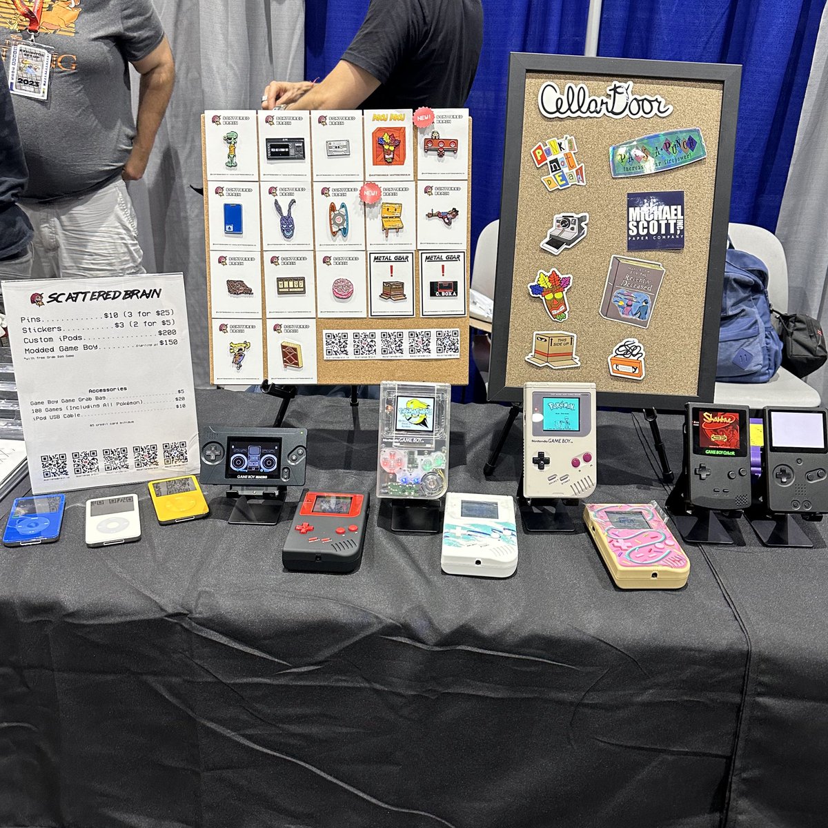 scatteredbrainn's tweet photo. Hey it’s SDCC weekend and here I am with pins stickers and modded Game Boys! https://t.co/bbShagfeL8