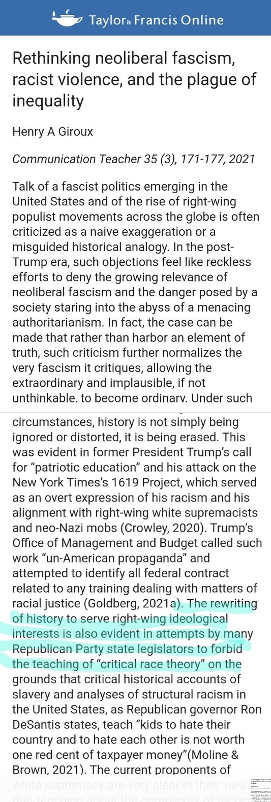 Wokal Distance on Twitter "3/ Henry Giroux has defended Critical Race