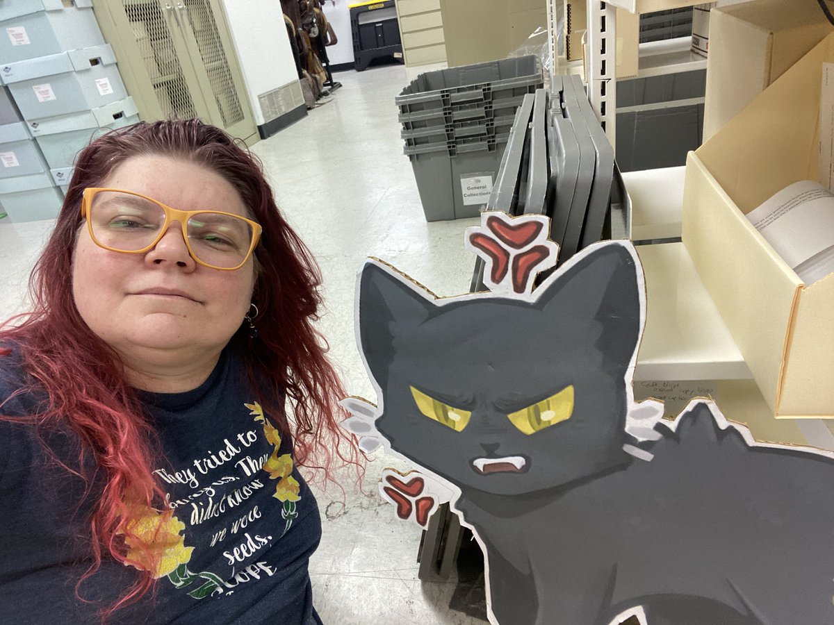 laurenbgood's tweet photo. Why yes I do have a partner in crime / bouncer in the archives today! 
Big props to @alkeklibrary and especially @alkek1  and Zoe aka @ysangtea  for the cute/scary/perfect creation! https://t.co/ODPA3ofFa0