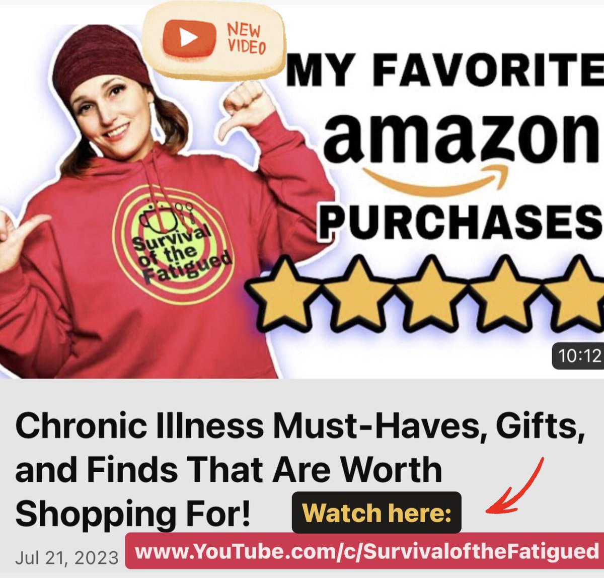 FatigueTheory's tweet photo. 🎥👉🏿 https://t.co/V7GdnTl97I

In this video I give the Amazon products that I find are the most helpful with my chronic illnesses.

If you found this helpful and want to see more like this in the future please make sure to comment and let me know!😁

#PRODUCTSFORCFS #cfs #cfslife https://t.co/BNMKDVuV4n