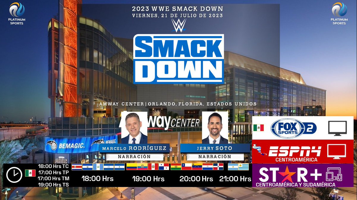 ramonovic09's tweet photo. ๐บ๐ธ #LuchaLibre #WWE | Presenta: #SmackDown
๐๏ธ Hoy
๐ฒ๐ฝโฐ 18:00 Hrs TC, 17:00 Hrs TP
๐บ @FOXSportsMX 2
๐ฑ๐ป @PrimeVideoMX
๐จ๐ท๐ธ๐ป๐ญ๐ณ๐ฌ๐น๐ณ๐ฎ 18:00 Hrs
๐จ๐ด๐ต๐ฆ๐ต๐ช๐ช๐จ 19:00 Hrs
๐ง๐ด๐จ๐ฑ๐ฉ๐ด๐ต๐พ๐ป๐ช 20:00 Hrs
๐ฆ๐ท๐บ๐พ 21:00 Hrs
๐บ #ESPN4 CA
๐ฑ๐ป @StarPlusLA CA y SA
๐ค @MarceloAtWWE
๐ค @JerrySotoNarra
#WWExFOX https://t.co/0J3TUWp7tZ