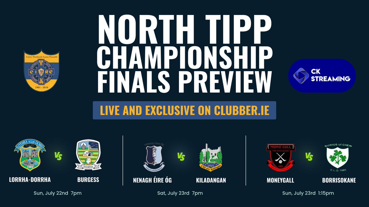 clubber's tweet photo. Gary Toohey, Tomas Matthews, Liam Hogan and James Hayden look ahead to what promises to be a super weekend of hurling in @NorthTippGAA 🔵🟡

Watch the North Tipp Championship Finals Preview show in the link below ⤵️
https://t.co/uAGYrrL0w6 https://t.co/sFSsAIJisM