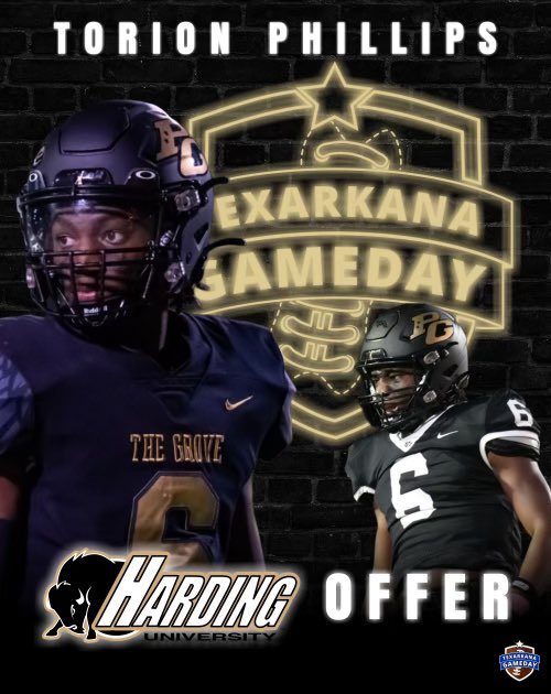 Torionphillips6's tweet photo. After a great conversation with @PaulSimmonsHU blessed to receive a offer from Harding university @joshgibson_pg @PGHawkFootball @TXK_Gameday https://t.co/kheVjWnQXa