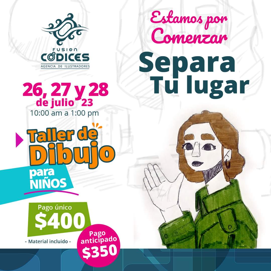 fusioncodices's tweet photo. ✏️ Ya estamos por comenzar. Taller de dibujo para niños. Del 26, 27 y 28 de julio.

🙎Edades entre los 8 y 15 años
⏰de 10 de la mañana a 1 de la tarde 
🏠 en Fusión Códices: Ignacio de la llave N|. 2237A, Fracc. Guanajuato, Saltillo, Coahuila.
#saltillo #fusioncodices #dibujo https://t.co/BELL9vLAoW
