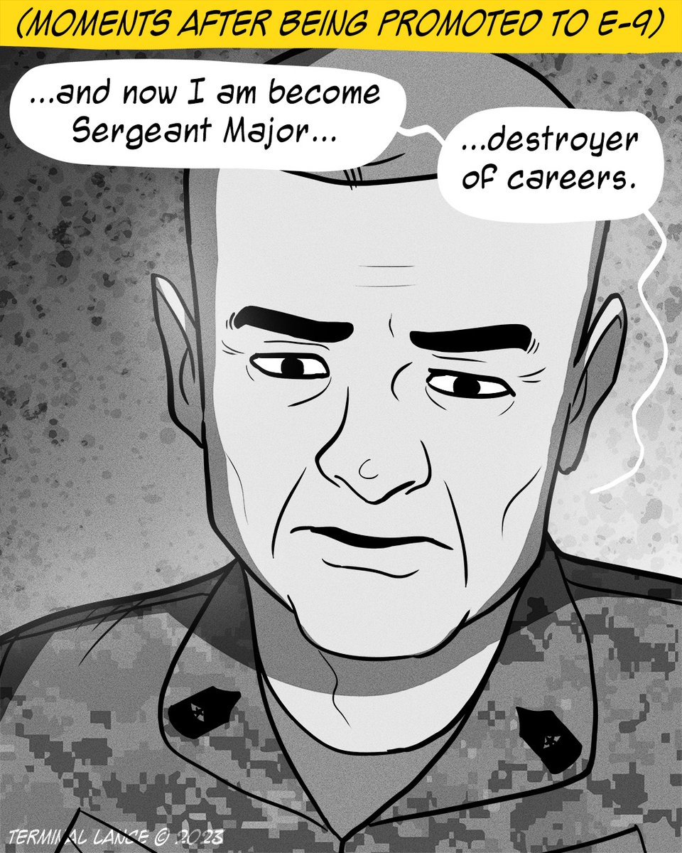 TerminalLance's tweet photo. It's still up for debate on what has been worse for humanity: nuclear warfare or Sergeants Major. https://t.co/dlegxzAWtO