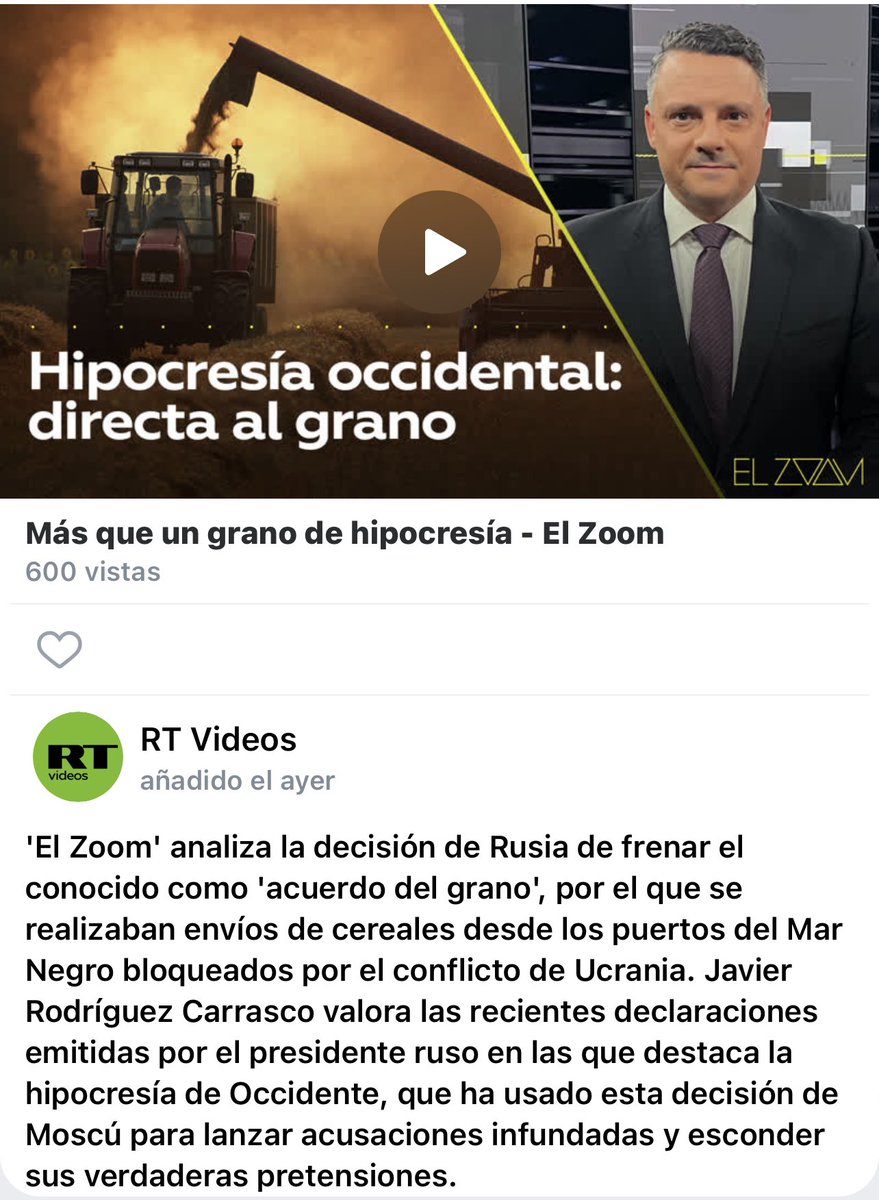 #HambrunaComoArmaDeGuerra 
#CityDeLondres #EEUU #Depredadores #Unipolaristas 

🌾 Más que un grano de hipocresía

Promesas incumplidas, exigencias desoídas, hipocresía en grado supino y trampas a los más necesitados.
La decisión de Rusia de frenar de facto el acuerdo para el…