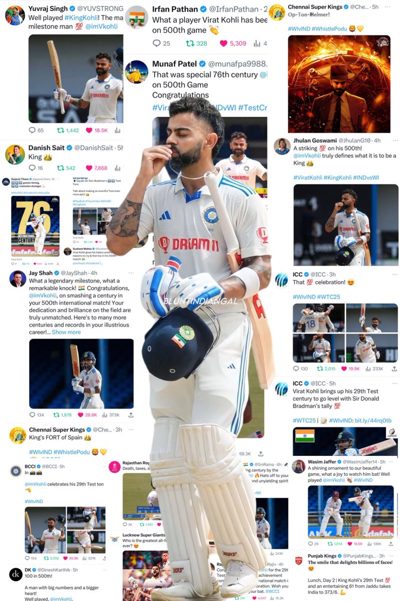 BluntIndianGal's tweet photo. Twitter Reaction on Virat Kohli's 76th ton in his 500th international game ❤️ https://t.co/Jx9zHKQPvR