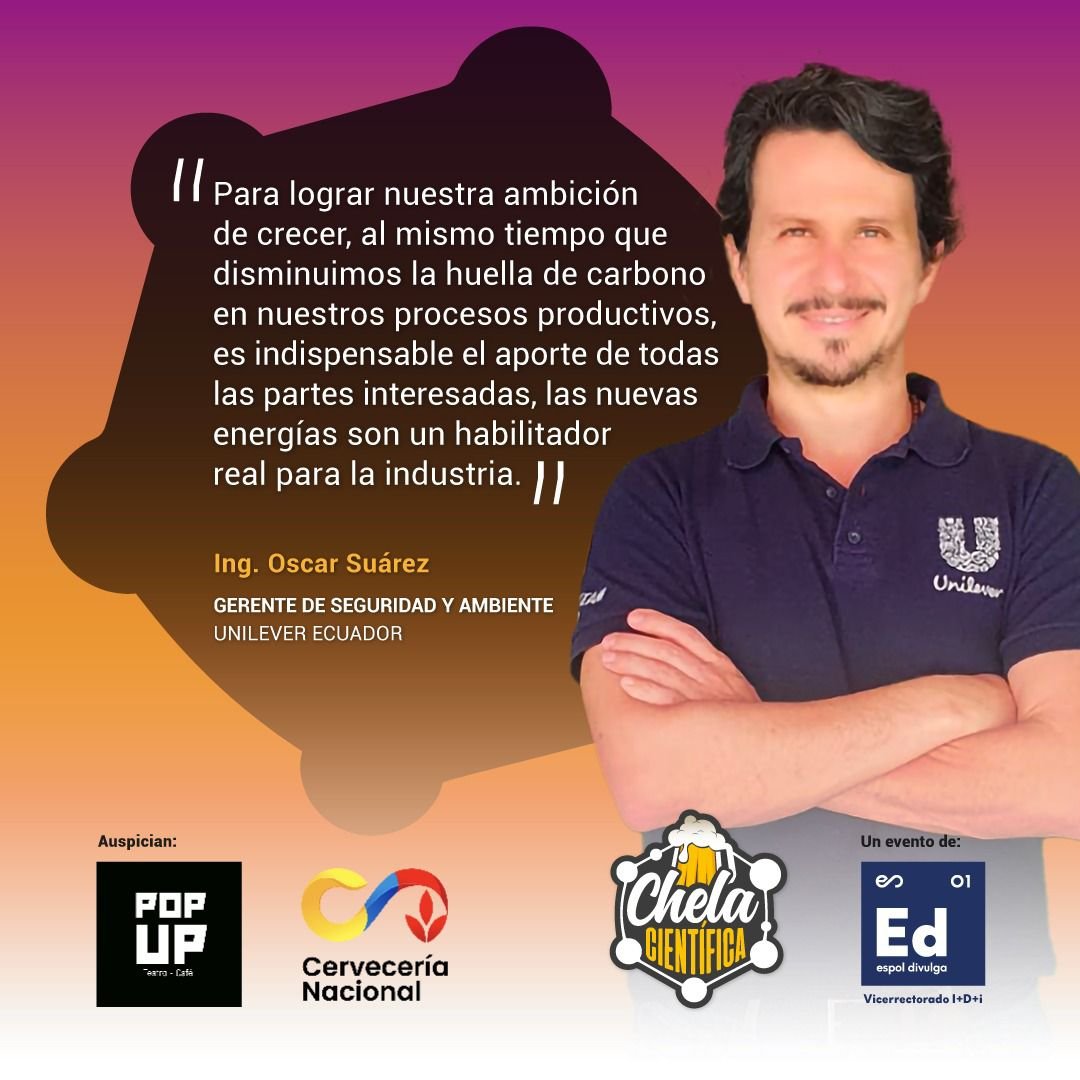 CarlosMonsalveA's tweet photo. ¿Cómo será el #futuro #energético del país? ¿Podemos crecer en producción industrial disminuyendo la #HuellaDeCarbono? Respuestas a estas interrogantes en nuestra próxima #ChelaCientífica. !No te la pierdas! Martes 25 de julio a las 20:00 en @popupteatrocafe #ESPOLDivulga https://t.co/yTX78lAjwE