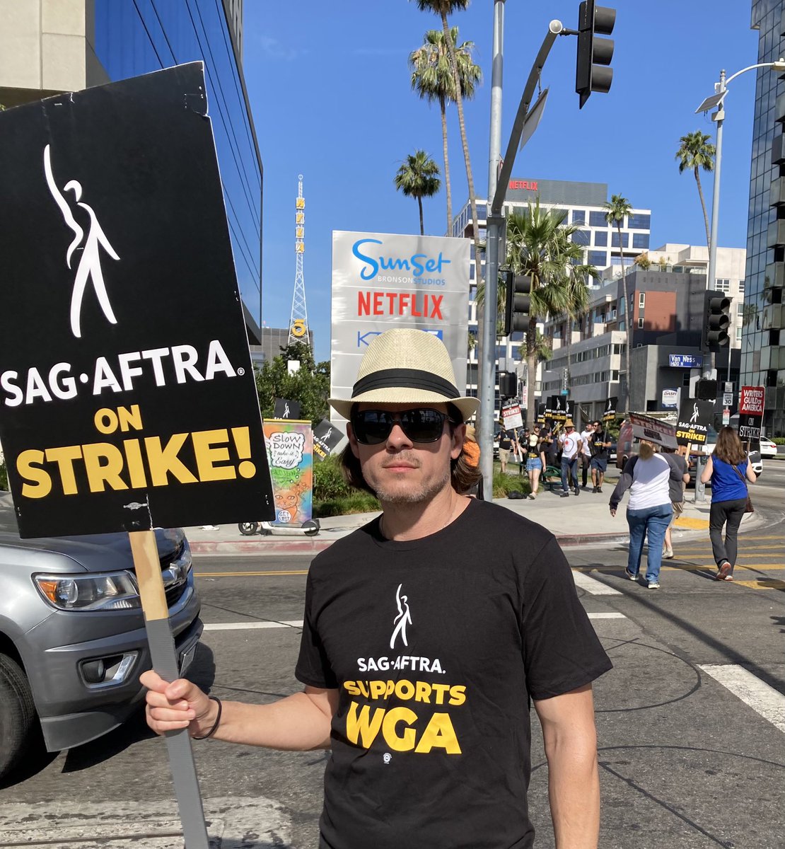 Out here on the front lines. #Netflix #Actors #SAGAFTRA #SAGAFTRAStrike #SAGAFTRAStrong #UnionStrike #WalktheWalk #Hollywood #TheSystemIsBroken #WereInTheFight #TimeForChange