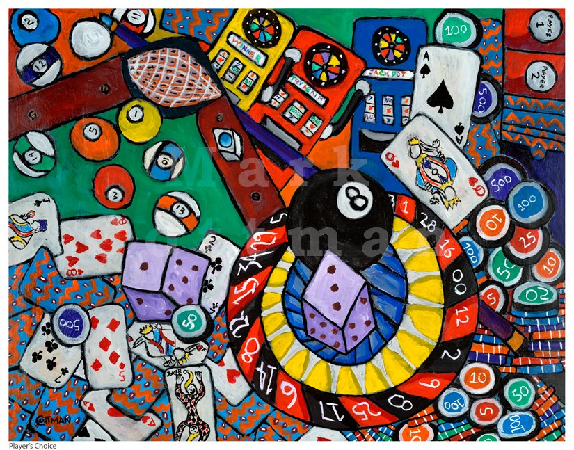 MCottmanGallery's tweet photo. Art: Players Choice 
Just being alive is one big gamble. Enjoy yourself as much and as often as you can! 
https://t.co/XmUu1xwsu3

#Gamble #Casino #eightball #cards #roulette #slotmachine #pool #bacarat #dice #art https://t.co/rlKYMwrRqx