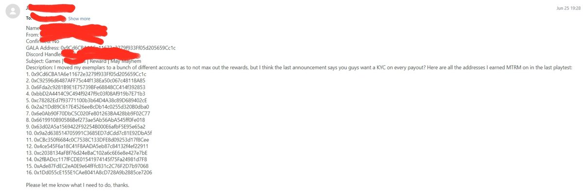 Ok, so while I am getting spicy today, I want to drop oooooone more thing. 

If you send in an email with a list of addresses saying you are personally multiaccounting, there isn't much we can do other than act on it. 

Getting pissed about it later is silly.