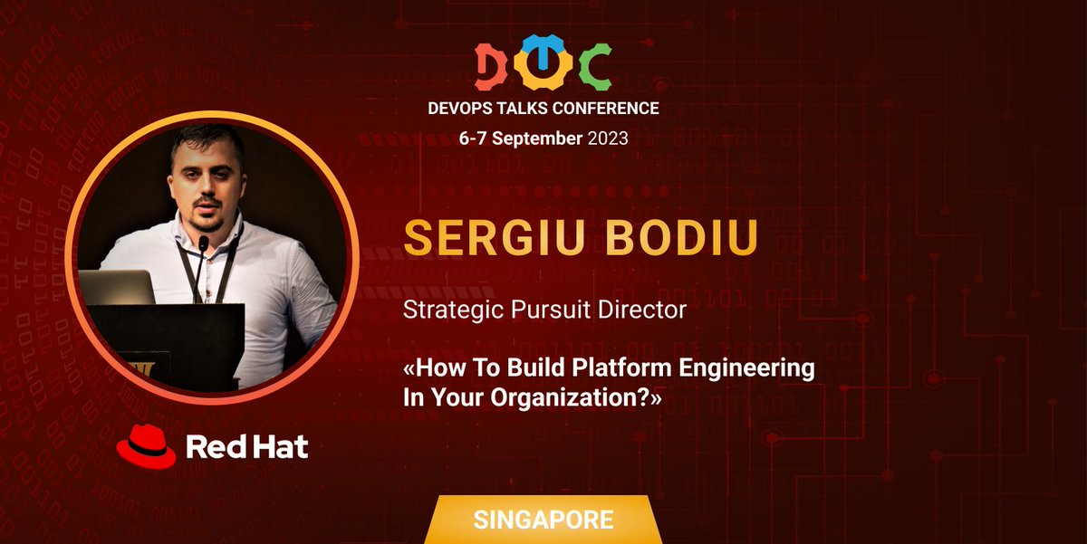 DevOpsTalks's tweet image. We are thrilled to announce Sergiu Bodiu, Strategic Pursuit Director at @RedHat, as one of the distinguished speakers for the upcoming DevOps Talks Conference Singapore 2023. Join us as he presents “How to build Platform Engineering in your organisation?”
devops.talksplus.com/singapore/devo…