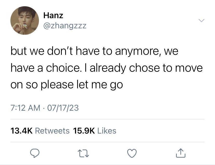 taleseone's tweet photo. love, or the lack thereof

a #woonghao short au

— when your once-great love, the so-called "perfect relationship," is now nothing but long history and suffering. Will you let go? Or will you hold on? let the pain linger, afraid that you won’t ever find something familiar again? https://t.co/uW7iqvwOyo