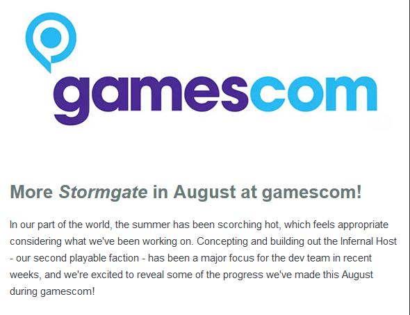 🚨Big News!

<a href="/PlayStormgate/">Stormgate</a>'s Closed Alpha officially starts August 7 per an email going out to fans today - and filling out a survey will give you better odds. 

Even bigger, <a href="/Frost_Giant/">Frost Giant Studios</a> will be at <a href="/gamescom/">gamescom</a> to give a first look at the Infernal Host - and some very cool designs