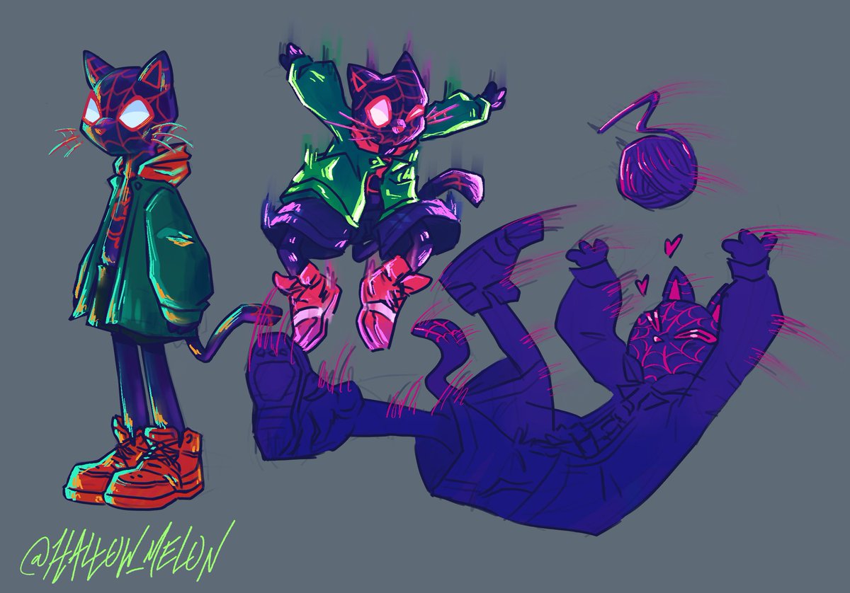 Hallow_Melon's tweet photo. Some exploration with lil guy🐱
#spiderman #spidermanfanart #meowsmorales #meowsmoralesfanart #fanart #digital #procreate https://t.co/EnfHmVPR3m