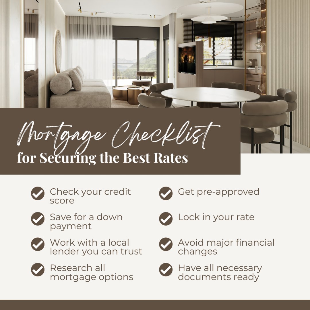 Looking to secure the best possible mortgage rates for your new home? 
Follow these 8 steps to help make it happen!

By following this checklist, you'll be well on your way to securing the best possible mortgage rates for your new home.

#mortgagetips #realestate https://t.co/tgjQUQI1PN