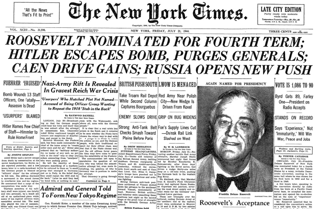 TammiMinoski's tweet photo. #OTD 1944: President #FRanklinDRoosevelt was nominated for a fourth term as president. He would die three months into his term. Congress passed the #22Amendment setting term limits for the presidency in 1951. #Presidents #USHistory https://t.co/8nCc4C41gW