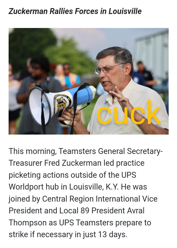 BrJoeBalkis's tweet photo. 7/18/23
#VOTENOups &amp; #Strike 8/1
#upsNegotiationsUpdate
#2023TeamstersupsContractCampaign #ups #Teamsters
#TeamstersMembers #PracticePicket.
#cuckerman photo-ops &amp; tries to co-opt in #louisville &amp; #lexington.
#DEFUNDfacebook
#DEFUNDtwitter
#DEFUNDyoutube
https://t.co/z4Tp1mC4g1 https://t.co/bGYoEPkdph