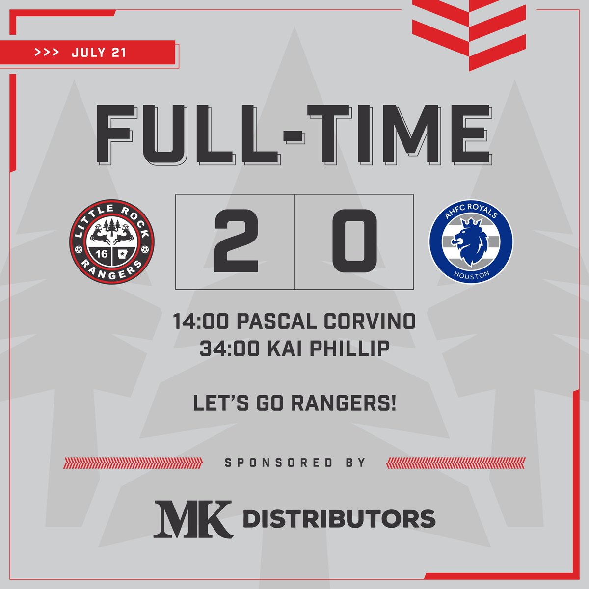 First half goals were enough! Into the <a href="/USLLeagueTwo/">USL League Two</a> Southern Conference Semifinals! See you Sunday at 7 PM!

#UpTheStags | #path2pro | #ArkansasClub