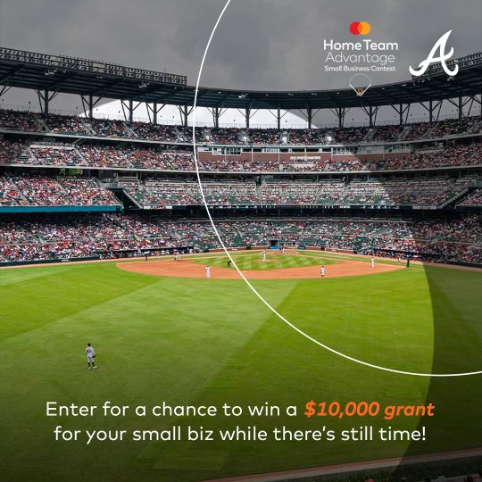ATL small biz owners! This is your last call to enter <a href="/Mastercard/">Mastercard</a>'s Home Team Advantage Contest for a chance to win $10,000, enhanced access to Mastercard small business tools, <a href="/MLB/">MLB</a> World Series tickets &amp; more! #MastercardAmbassador

See Rules: mastercard.us/hometeamadvant…. Ends 7/22.