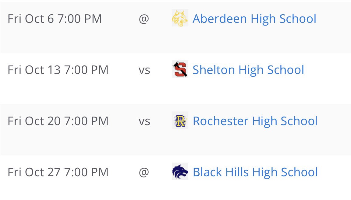 2023 Tumwater High School
Varsity Game Schedule
🔰 #NGUNNGU 🏈