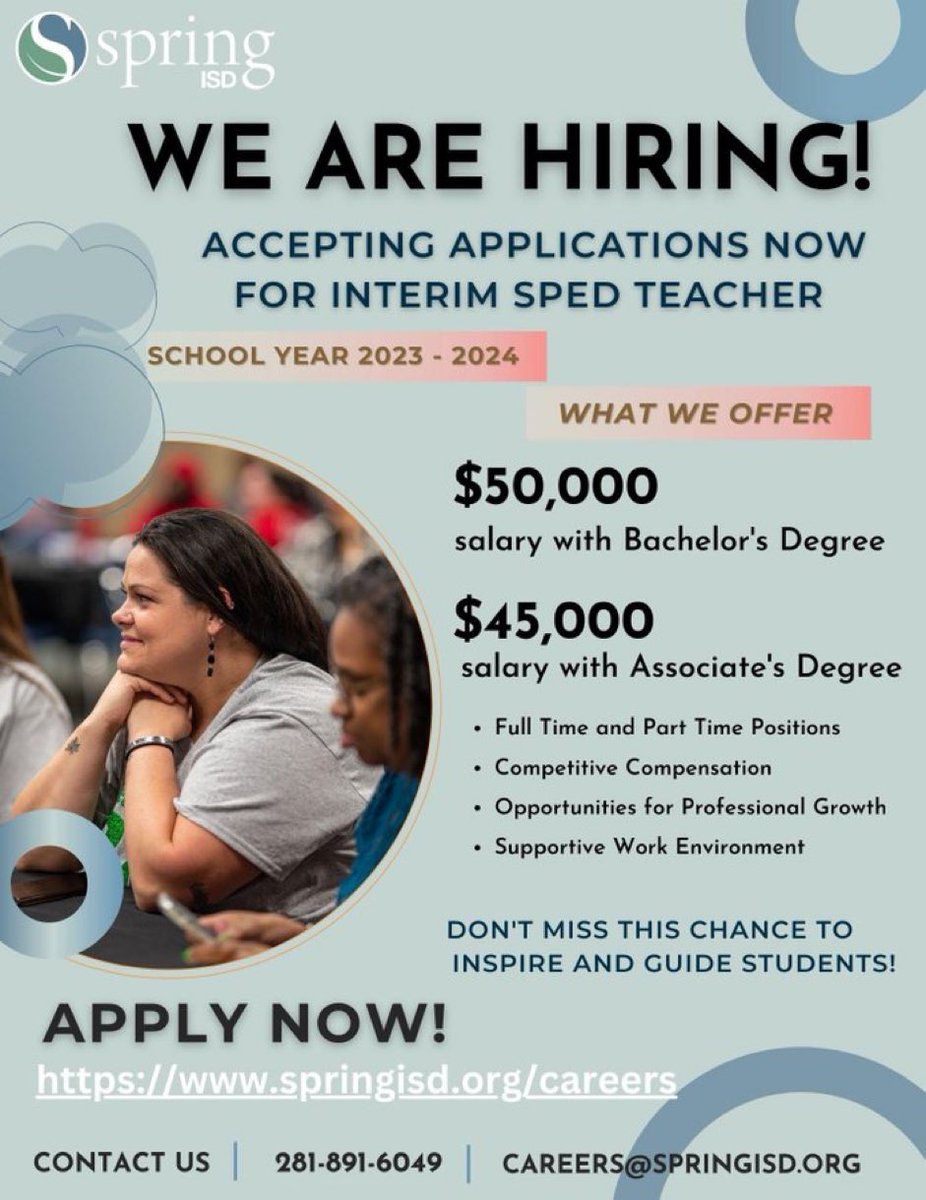 Aspiring to work in Special Education? Still need to get certified? Spring ISD has interim options for you! <a href="/SpringISD_SPED/">Spring ISD Special Education</a> <a href="/SpringISD/">Spring ISD</a>