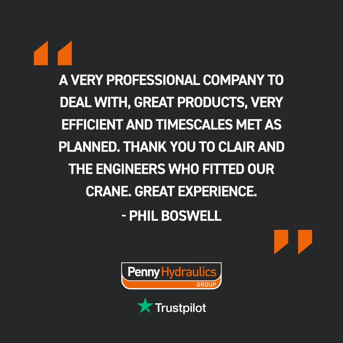 Another happy customer ⭐️

Have you worked with us? Leave us a review on Trustpilot: uk.trustpilot.com/review/pennyhy…

#Pennyhydraulics #crane #Trustpilot #review