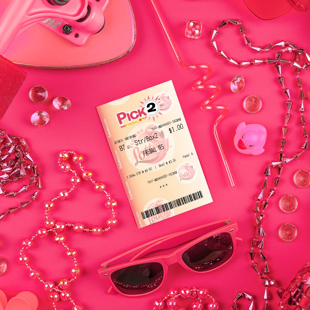 floridalottery's tweet image. Tickled pink with our PICK 2 ticket! 🦩 #FloridaLottery #PICK2