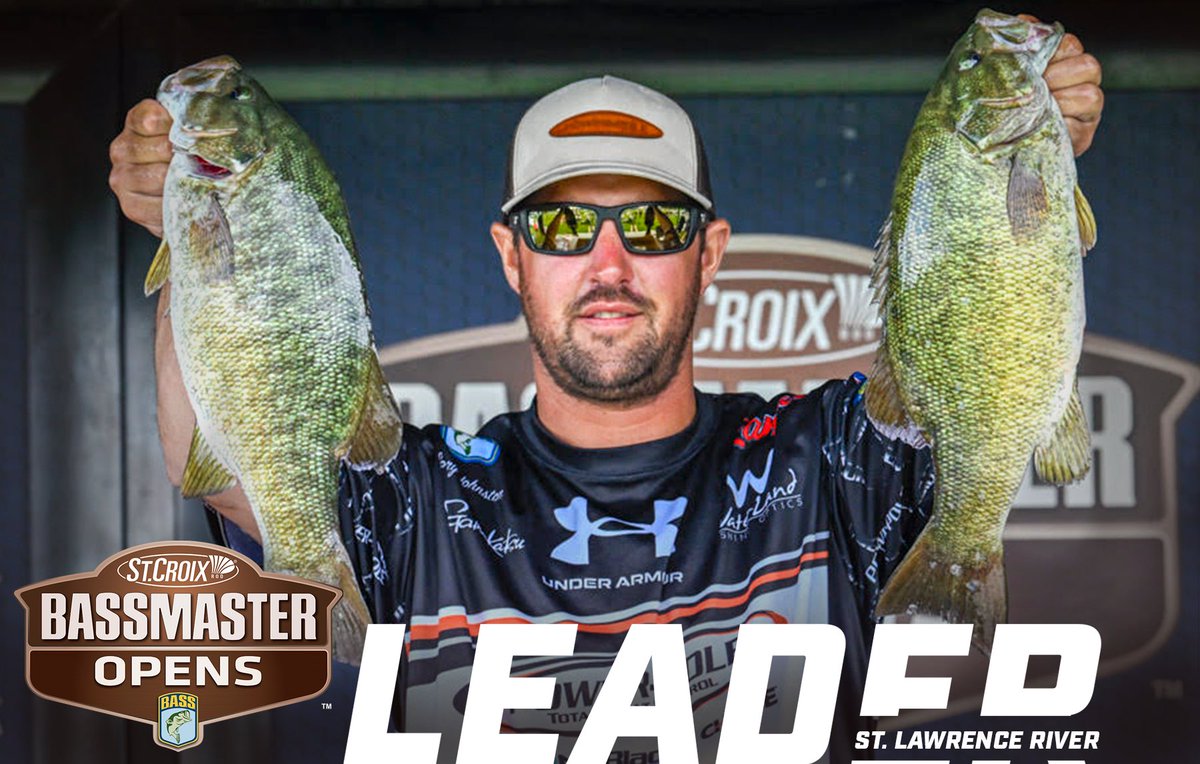 bassmaster's tweet photo. Cory Johnston stays on top of the leaderboard after Day 2️⃣ of the 2023 St. Croix Bassmaster Open at the St. Lawrence River with a total weight of 49 pounds, 9 ounces!
#Bassmaster #BassOpens #BassEQ #Day2Leader #StCroixRods #StLawrenceRiver https://t.co/1bQZMuB3b2