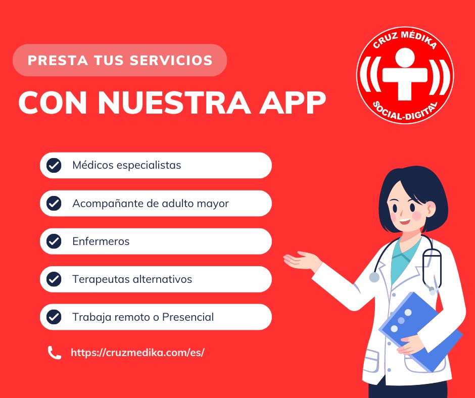 Únete a nuestra App como proveedor de Salud y presta tus servicios mas fáciles para la comunidad , brinda atención personalizada y mas rápido para evitar largas filas y espera a nuestros Pacientes.
Descarga proveedor de la salud Aquí cruzmedika.com/es/