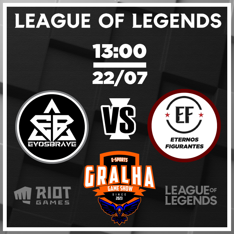 evosbrave's tweet photo. A equipe de LOL tem embate marcado para amanhã - VERSUS Eternos Figurantes 🔥
Jogo válido pelo Campeonato Gralha Gaming Show 2023 💎
Esperamos vocês na torcida! 💫
Transmissão: https://t.co/2WRc32Y9Cn às 13:00 📺
#GOEVOS #LEAGUEOFLEGENDS #EVOSBRAVE @gralhagaming https://t.co/4Rs7taWlUg