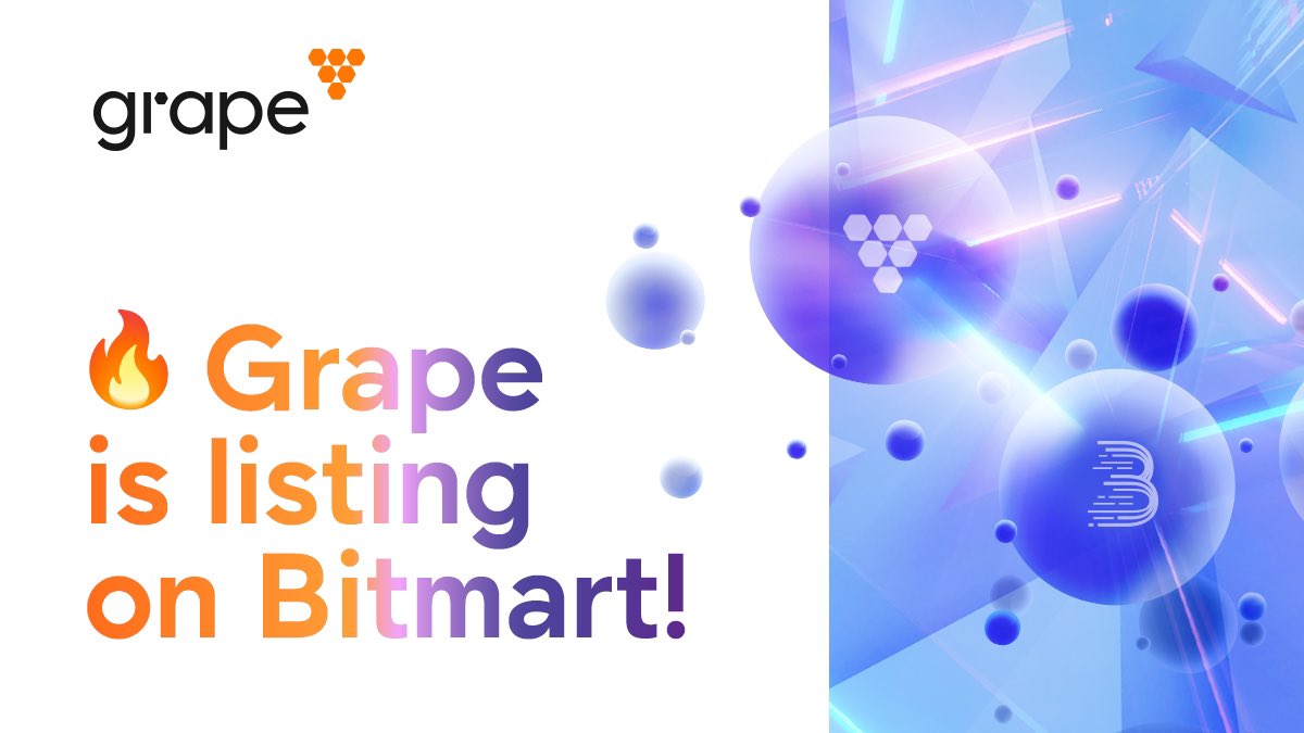 Grap3Inc's tweet photo. 🔥 Hold onto your seats, crypto enthusiasts! 📢

We're thrilled to announce that #GRP will be listing on @BitmartExchange! 🍇

Get ready to ride the waves of success as $GRP joins one of the most reputable exchanges in the market! 📈

📍Deposit: 7/22/2023 
3:00 PM EDT
📍Trading: 7/24/2023  
3:00 PM EDT
📍Withdrawal: 7/25/2023  3:00 PM EDT

#GRP #Grape #Crypto #Web3 #Web4