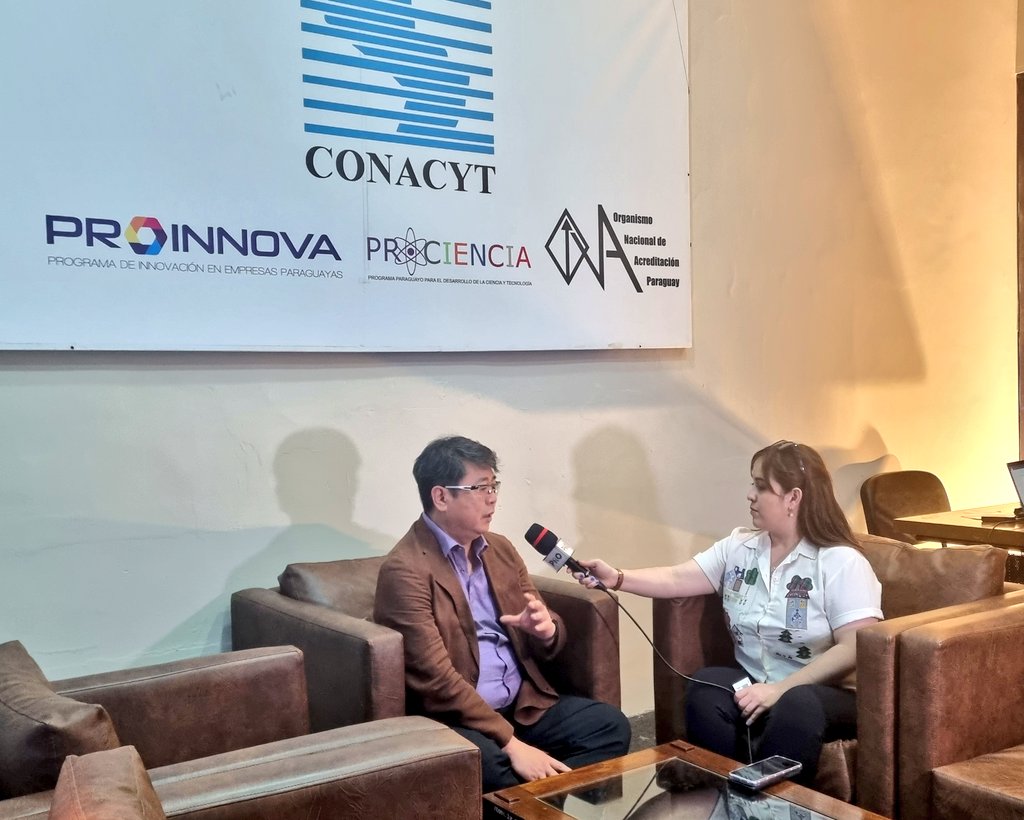 CEMEparaguay's tweet photo. #EnInstantes| En el stand del @conacytparaguay desde la #ExpoMRA2023 el secretario ejecutivo del #CEMEPy @frarui1 y el vice director del Instituto Tecnológico Automotriz de Corea #Katech, José Kim, expondrán más detalles sobre la industrialización de vehículos eléctricos en el 🇵🇾 https://t.co/BsShd547CA