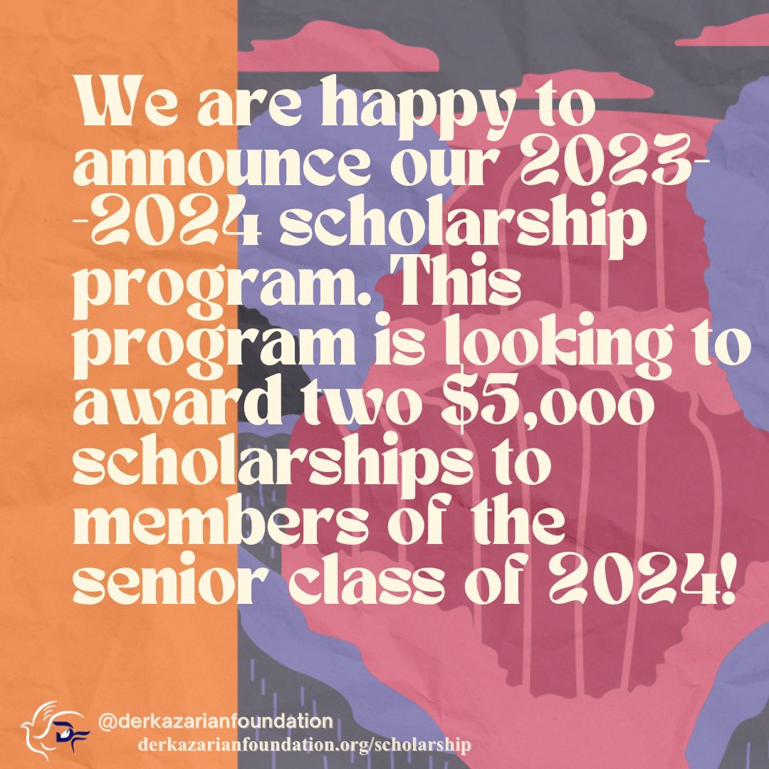 derkazarianf's tweet photo. The Alan k. and Isabelle DerKazarian Foundation is happy to announce our 2023-2024 scholarship program! Visit our website @ https://t.co/hZ60NRNt5c or use the QR code and apply today! https://t.co/frSMPxVLdZ