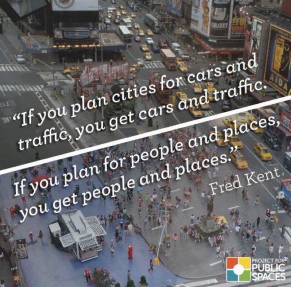 Never forget, if you plan cities for cars and traffic, you get cars and traffic. If you plan cities for people and places, you get people and places.

Plan for the city you want.

HT <a href="/Fred_Kent/">Fred Kent</a> <a href="/PPS_Placemaking/">Project for Public Spaces</a>