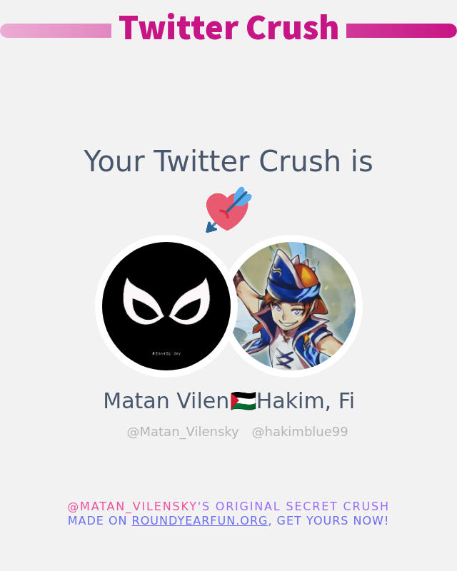 Matan_Vilensky's tweet image. My Twitter Crush is: @hakimblue99
➡️ twitterfun.games/twittercrush