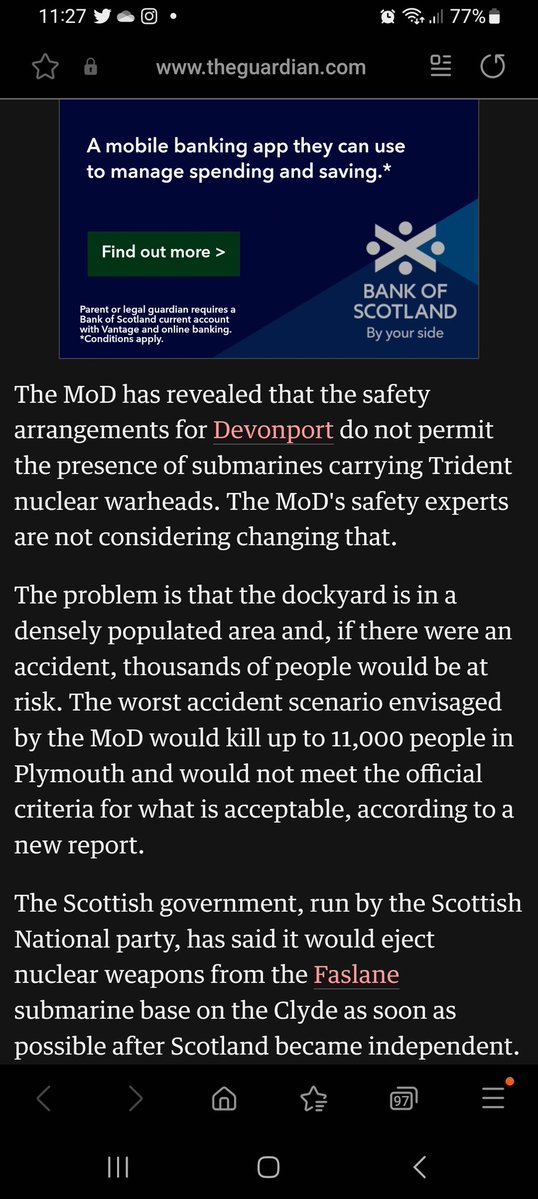 Faslane where Trident on the Clyde is housed, is some 40 miles North West of Glasgow &amp; the Central Belt where 3.5 million Scots live: en.wikipedia.org/wiki/Demograph… yet in Scotland in 2023 some Scots still vote for British nationalist parties. I scratch my head and ask why?