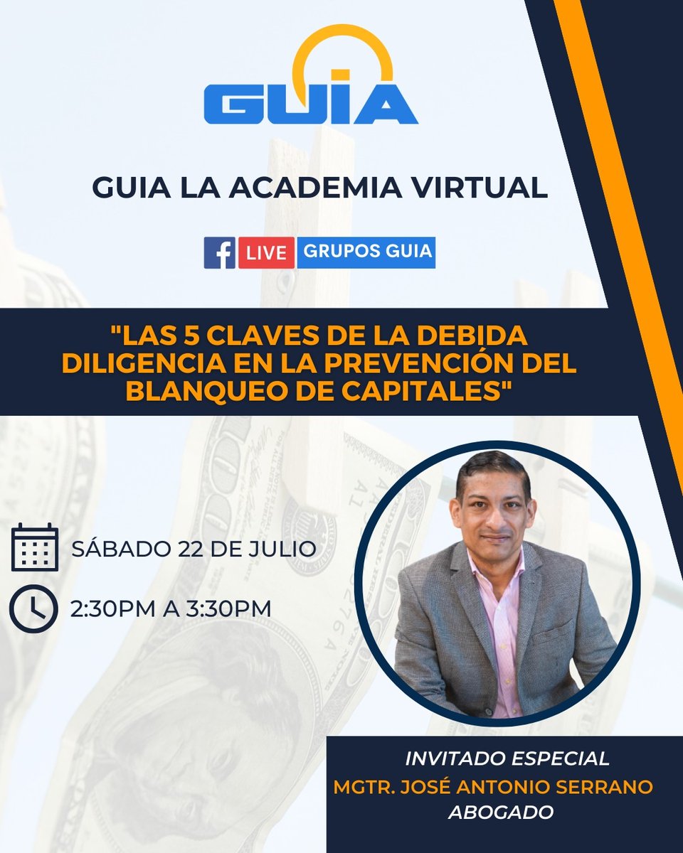 Guia La Academia Virtual los espera mañana 22 de julio📍

Con el Magíster José Antonio Serrano @jserrano0612
Donde Abordaremos el tema:
𝗟𝗮𝘀 5 𝗖𝗹𝗮𝘃𝗲𝘀 𝗱𝗲 𝗹𝗮 𝗗𝗲𝗯𝗶𝗱𝗮 𝗗𝗶𝗹𝗶𝗴𝗲𝗻𝗰𝗶𝗮 𝗲𝗻 𝗹𝗮 𝗣𝗿𝗲𝘃𝗲𝗻𝗰𝗶ó𝗻 𝗱𝗲𝗹 𝗕𝗹𝗮𝗻𝗾𝘂𝗲𝗼 𝗱𝗲 𝗖𝗮𝗽𝗶𝘁𝗮𝗹𝗲s