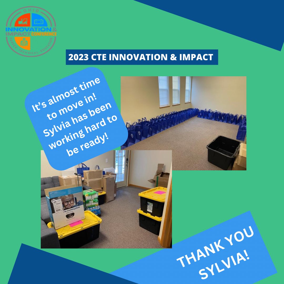 OhioACTE's tweet photo. Counting down the moments until the 2023 CTE Innovation &amp; Impact Conference! 🎉 Sylvia's dedication and hard work have been incredible in preparing for this event. Huge thanks to Sylvia for making it possible! 🙌 #CTEConference #InnovationAndImpact #ThankYouSylvia https://t.co/12b2qo6Gc1