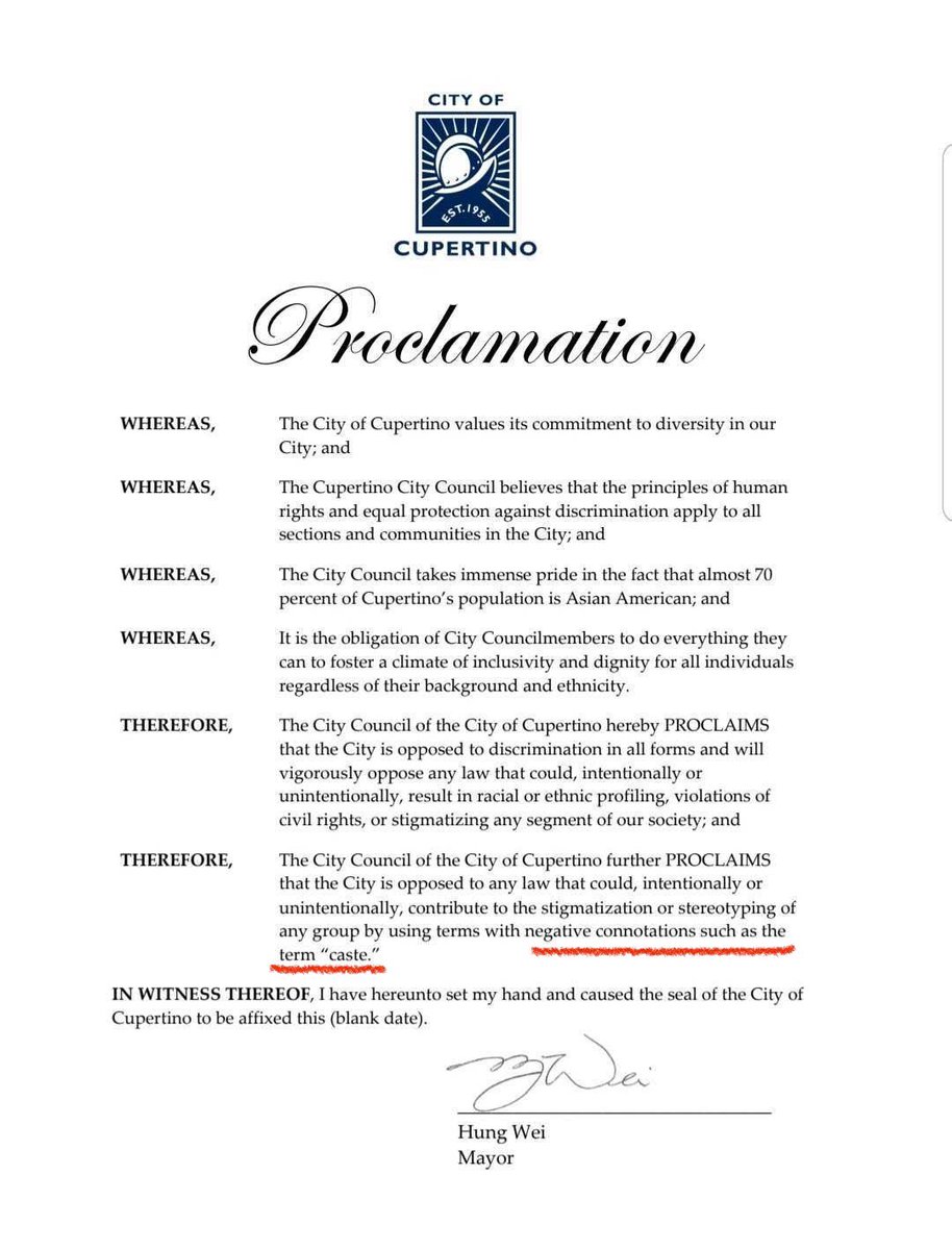 HinduAmerican's tweet photo. #JustIn: @CityofCupertino, CA explicitly rejects “caste” laws like SB403 that cause “stigmatization” of our communities. Thank you City Council including Sheila Mohan, @Liang4cupertino &amp; Kitty Moore.

In fighting #SB403, we’ve been lifted up so many allies of all communities. https://t.co/bt7JL4Ejp1
