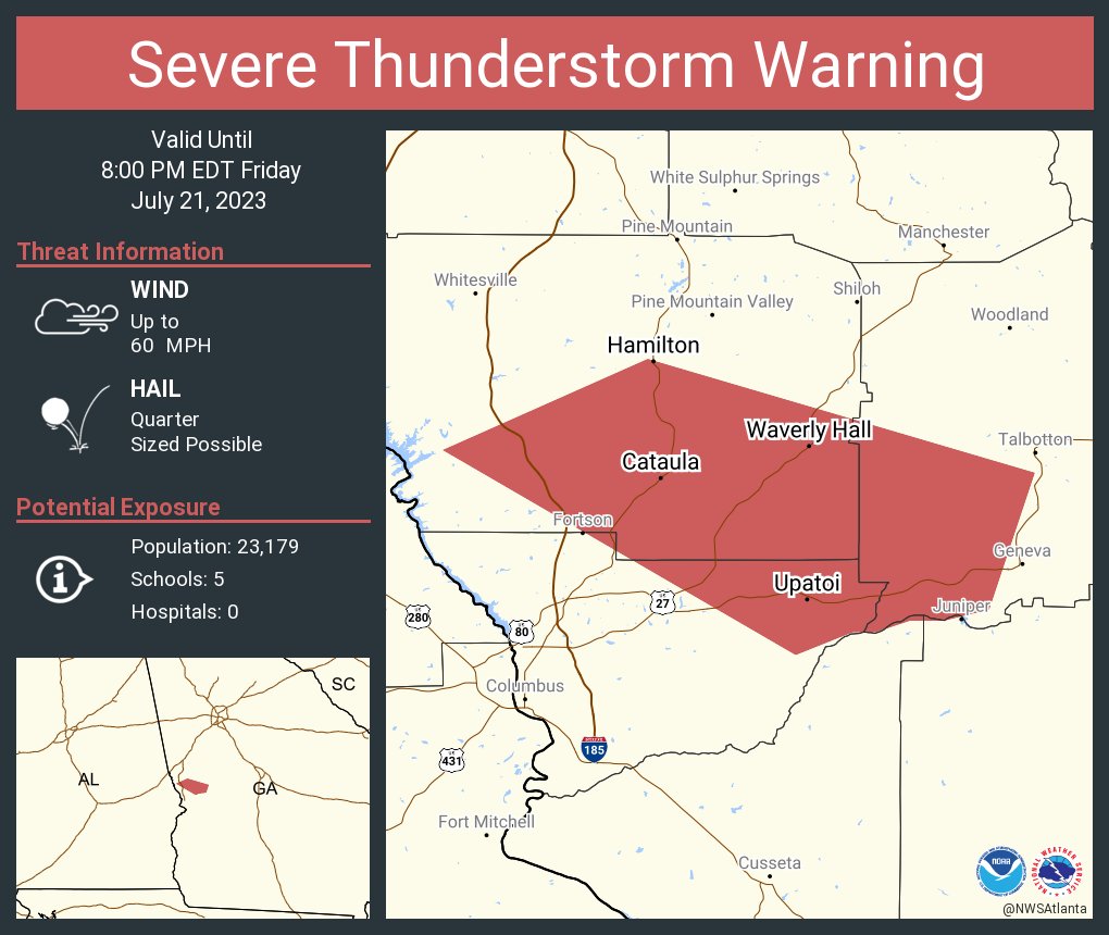 NWS Atlanta on Twitter "Severe Thunderstorm Warning including Hamilton