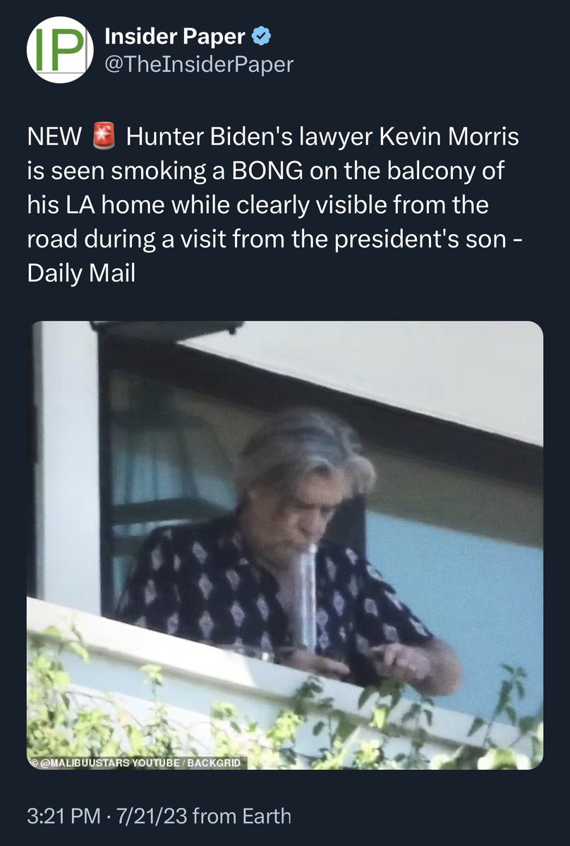 TexasLindsay_'s tweet photo. Just Now: Hunter Biden’s lawyer files ethics complaint against MTG for showing pics of his client (The Hill)

Hours Earlier: Hunter Biden’s lawyer was seen smoking a bong on a balcony (Daily Mail)

😂 https://t.co/NctPYNNrcH