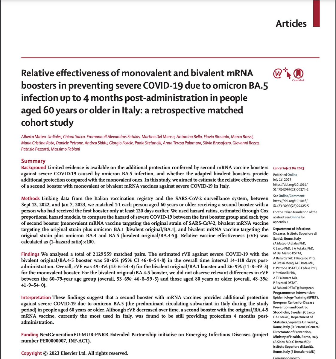 GenomeNathan's tweet photo. Cautiously heartened by Italy data hinting Pfizer #bivalent 2nd boosts -may- have shielded elders from #omicron slightly better than concurrent Pfizer v1 2nd boosts...
...but might curves mainly reflect v1 boostees having less immune memory from recent (or any) prior infection? https://t.co/PYixoFp4Hm