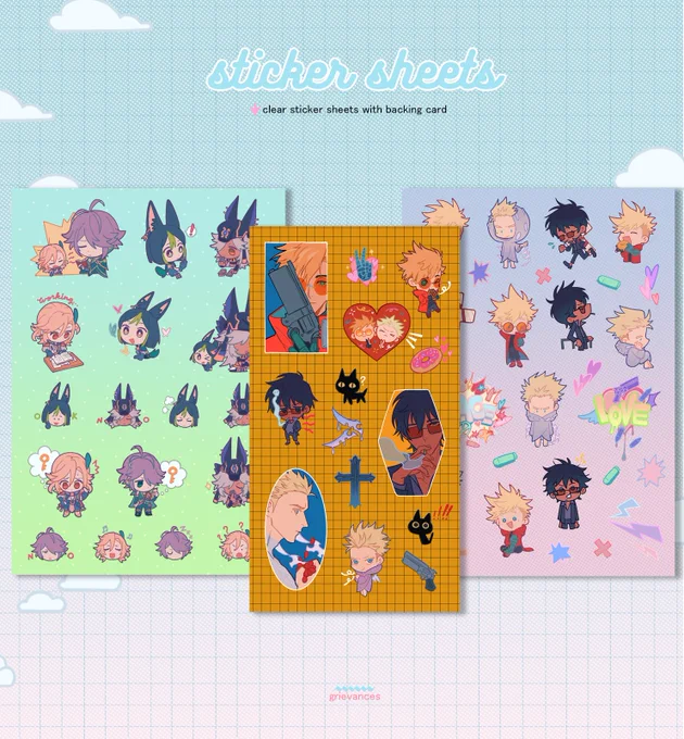 my shop is open again from 7/21~8/6! please note some items will be on preorder! thank you for your supportorders will begin shipping out mid-august-->early september!  feel free to use code SUMMER10 for 10% off orders of $60+!  etsy.com/shop/grievances