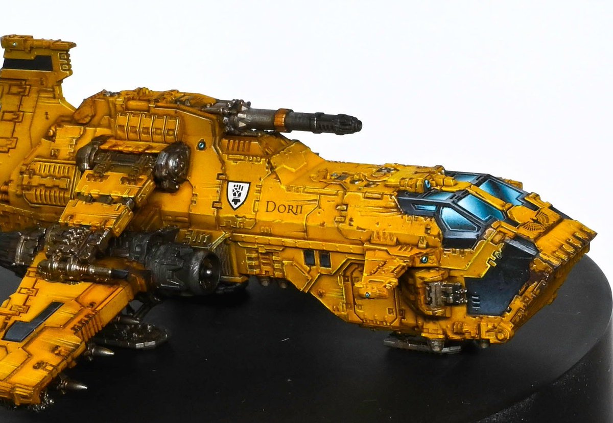 Daemonrich's tweet photo. I'm super excited for the new Legions Imperialis game, so I'm giving my Imperial Fists a head start by giving them a ride! I may have got carried away with the canopy 😅 #PaintingWarhammer #WarhammerCommunity https://t.co/qiW8TrRGXs